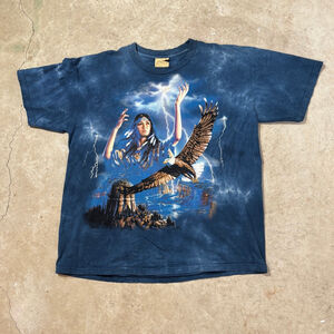 Vintage The Mountain Blue Graphic Short Sleeve Shirt Men’s XXXL Native Woman